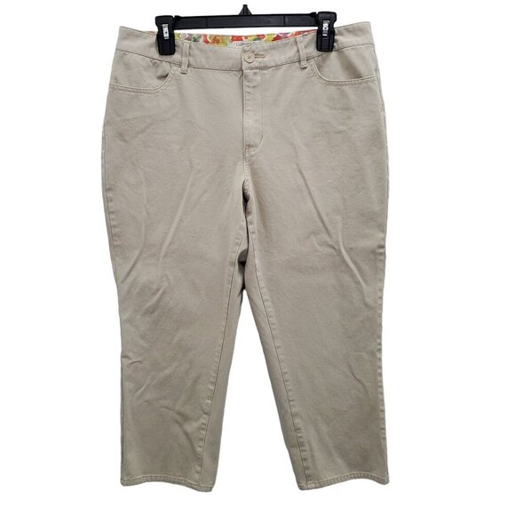 Coldwater Creek Women's Tan Natural Fit Stretch Khaki Capri Pants Size 12 - Picture 1 of 5